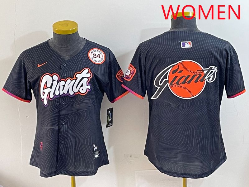 Women San Francisco Giants Blank Black Second generation Joint Name 2025 Nike MLB Jersey style 11